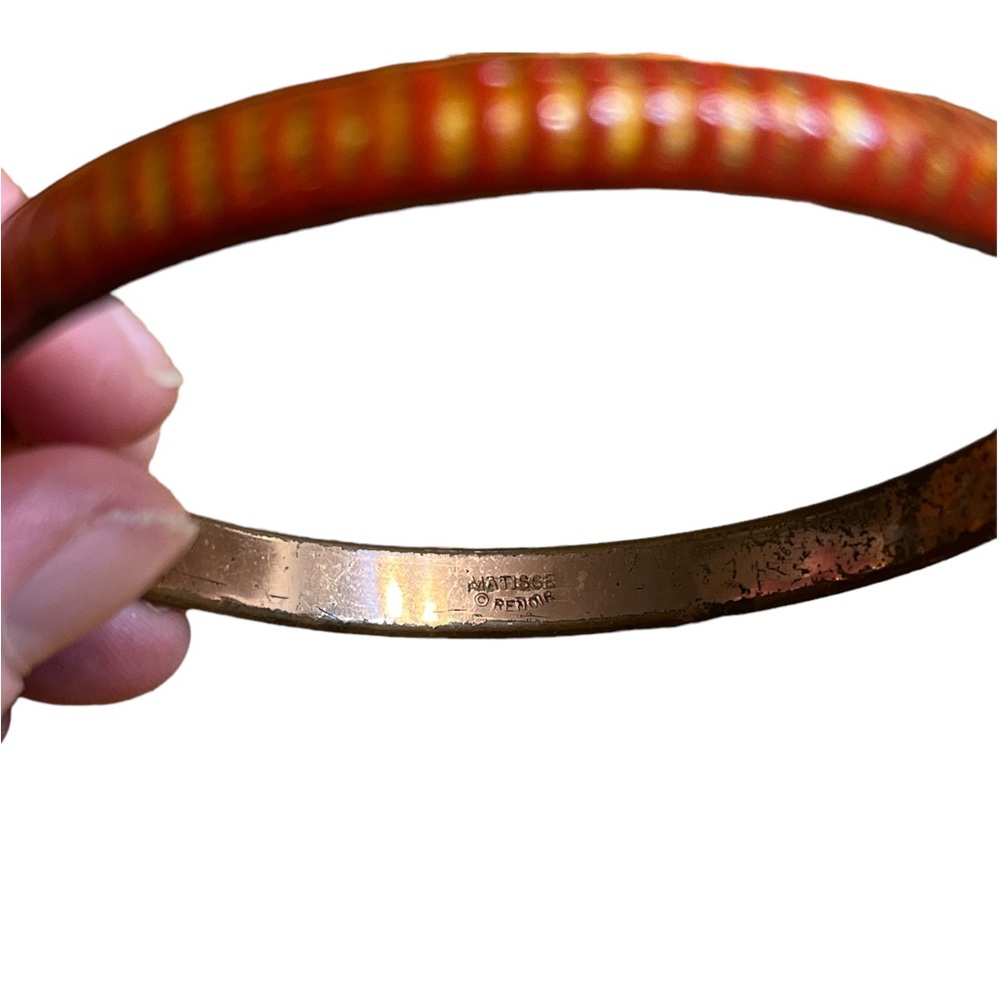 Vintage Renoir Matisse Orange Enamel Copper Bracelet - Picture 4 of 6